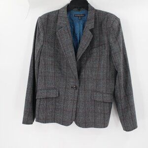 Brooks brothers blazer Womens 16 one button plaid single breasted wool cashmere